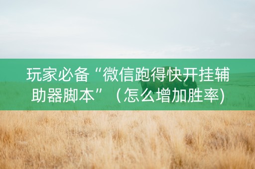 玩家必备“微信跑得快开挂辅助器脚本”（怎么增加胜率)