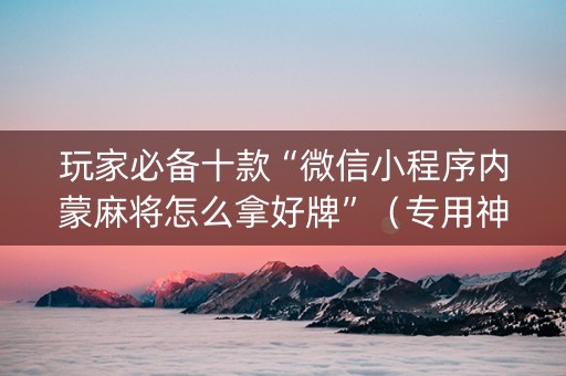 玩家必备十款“微信小程序内蒙麻将怎么拿好牌”（专用神器)