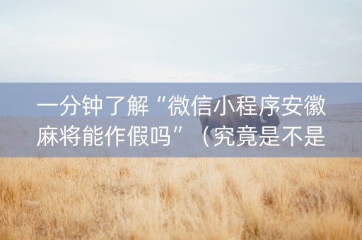一分钟了解“微信小程序安徽麻将能作假吗”（究竟是不是有挂)