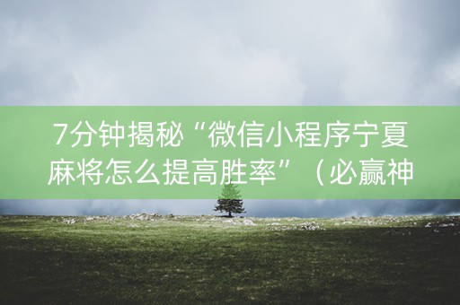 7分钟揭秘“微信小程序宁夏麻将怎么提高胜率”（必赢神器辅助器)