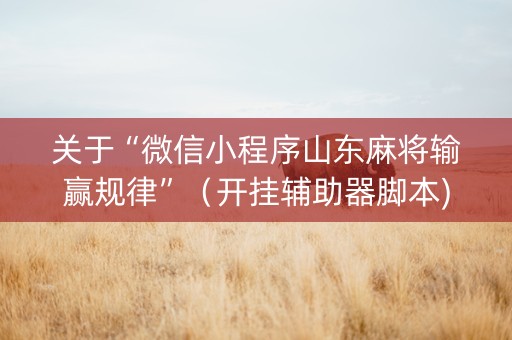 关于“微信小程序山东麻将输赢规律”（开挂辅助器脚本)