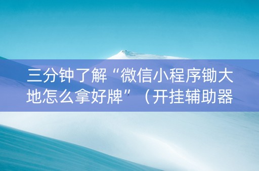 三分钟了解“微信小程序锄大地怎么拿好牌”（开挂辅助器脚本)