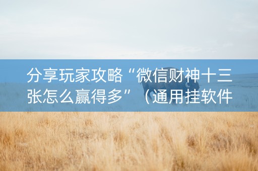 分享玩家攻略“微信财神十三张怎么赢得多”（通用挂软件多少钱)