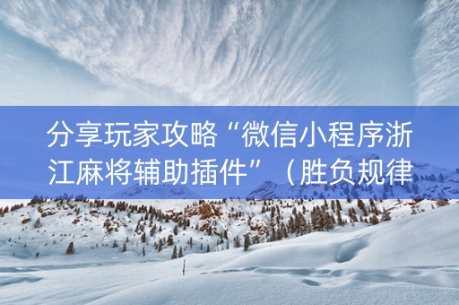 分享玩家攻略“微信小程序浙江麻将辅助插件”（胜负规律拿好牌)