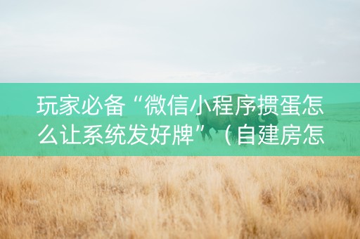 玩家必备“微信小程序掼蛋怎么让系统发好牌”（自建房怎么赢)