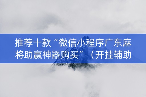推荐十款“微信小程序广东麻将助赢神器购买”（开挂辅助插件)
