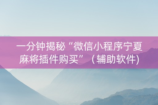 一分钟揭秘“微信小程序宁夏麻将插件购买”（辅助软件)