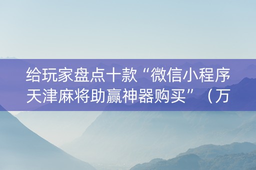 给玩家盘点十款“微信小程序天津麻将助赢神器购买”（万能开挂器)
