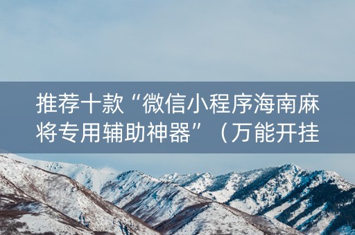 推荐十款“微信小程序海南麻将专用辅助神器”（万能开挂器)