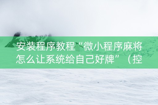 安装程序教程“微小程序麻将怎么让系统给自己好牌”（控牌器)