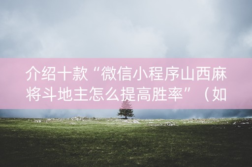 介绍十款“微信小程序山西麻将斗地主怎么提高胜率”（如何提高胜率)