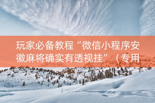 玩家必备教程“微信小程序安徽麻将确实有透视挂”（专用神器下载)