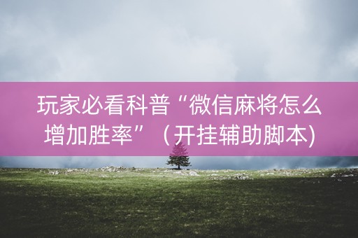 玩家必看科普“微信麻将怎么增加胜率”（开挂辅助脚本)