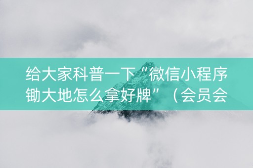 给大家科普一下“微信小程序锄大地怎么拿好牌”（会员会提高胜率吗)