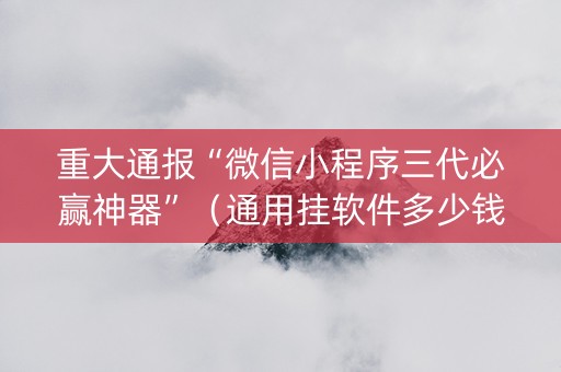 重大通报“微信小程序三代必赢神器”（通用挂软件多少钱)