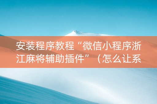 安装程序教程“微信小程序浙江麻将辅助插件”（怎么让系统给你发好牌)