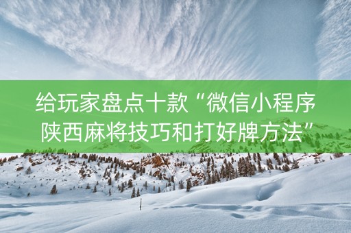 给玩家盘点十款“微信小程序陕西麻将技巧和打好牌方法”（究竟是不是有挂)