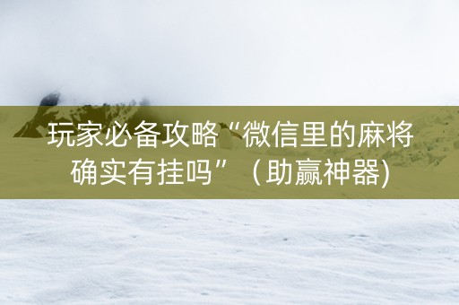 玩家必备攻略“微信里的麻将确实有挂吗”（助赢神器)