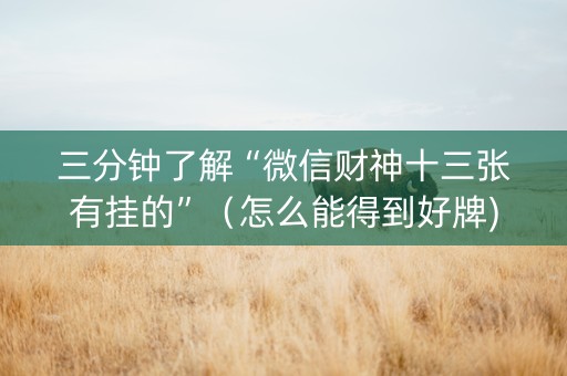 三分钟了解“微信财神十三张有挂的”（怎么能得到好牌)