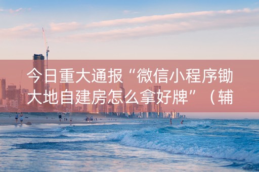 今日重大通报“微信小程序锄大地自建房怎么拿好牌”（辅助器插件)