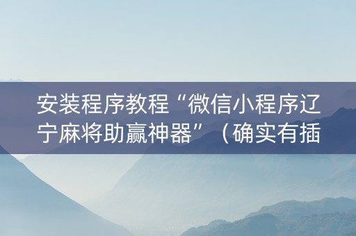 安装程序教程“微信小程序辽宁麻将助赢神器”（确实有插件吗)