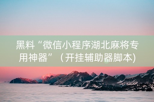 黑料“微信小程序湖北麻将专用神器”（开挂辅助器脚本)