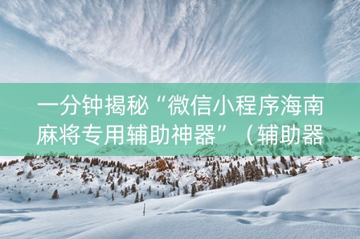 一分钟揭秘“微信小程序海南麻将专用辅助神器”（辅助器通用版)