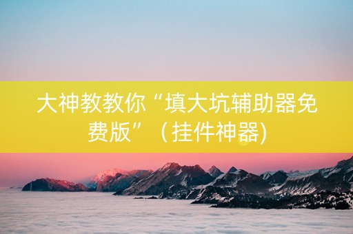 大神教教你“填大坑辅助器免费版”（挂件神器)
