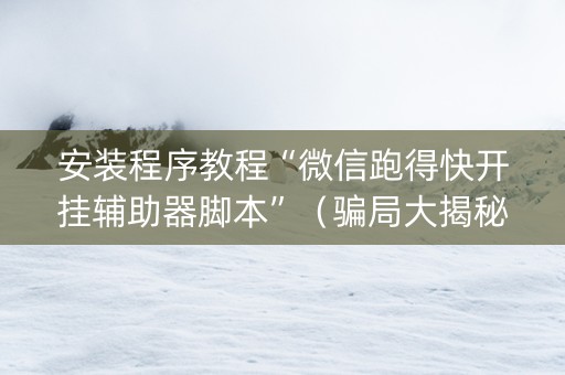 安装程序教程“微信跑得快开挂辅助器脚本”（骗局大揭秘)