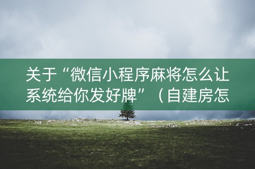 关于“微信小程序麻将怎么让系统给你发好牌”（自建房怎么赢)