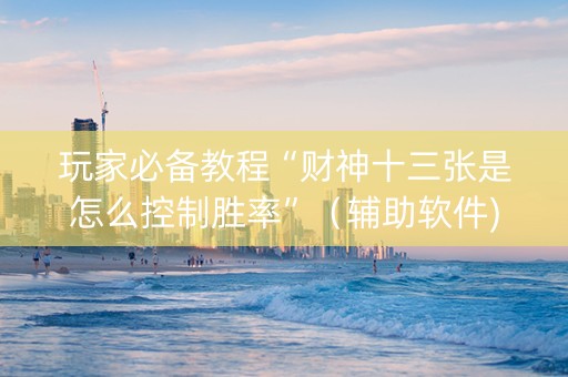 玩家必备教程“财神十三张是怎么控制胜率”（辅助软件)