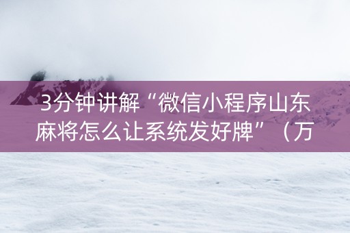 3分钟讲解“微信小程序山东麻将怎么让系统发好牌”（万能开挂神器)