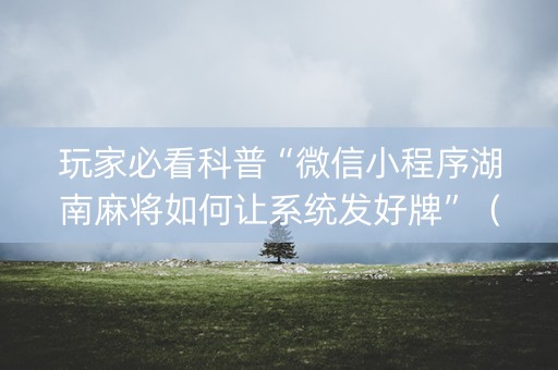玩家必看科普“微信小程序湖南麻将如何让系统发好牌”（控牌器)
