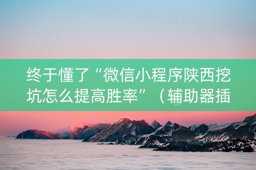 终于懂了“微信小程序陕西挖坑怎么提高胜率”（辅助器插件)