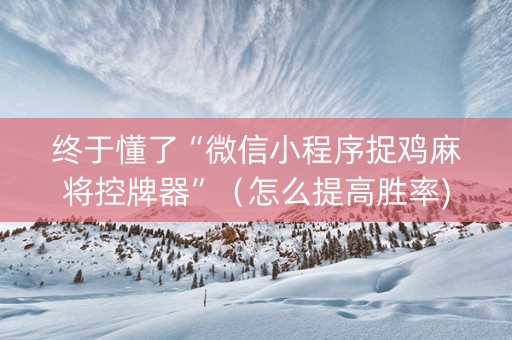 终于懂了“微信小程序捉鸡麻将控牌器”（怎么提高胜率)