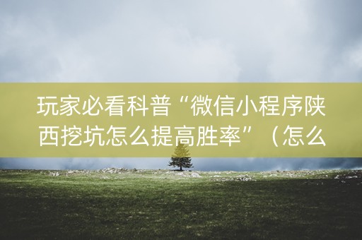 玩家必看科普“微信小程序陕西挖坑怎么提高胜率”（怎么让系统给你发好牌)