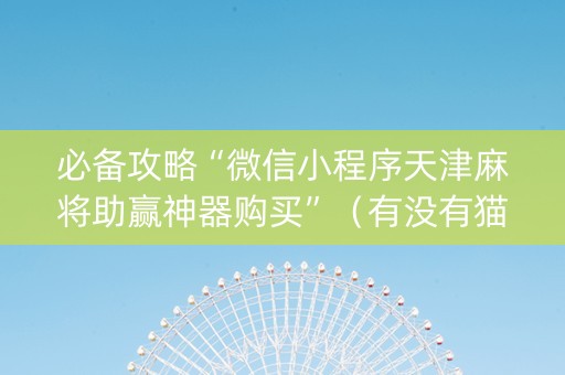 必备攻略“微信小程序天津麻将助赢神器购买”（有没有猫腻)