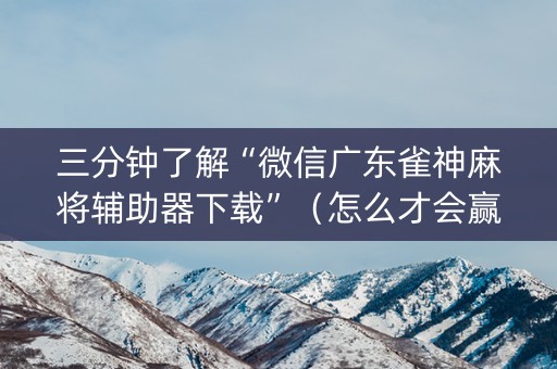 三分钟了解“微信广东雀神麻将辅助器下载”（怎么才会赢)