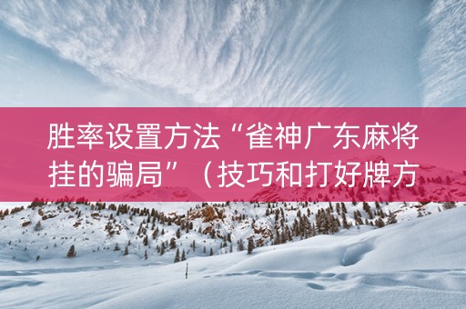 胜率设置方法“雀神广东麻将挂的骗局”（技巧和打好牌方法)