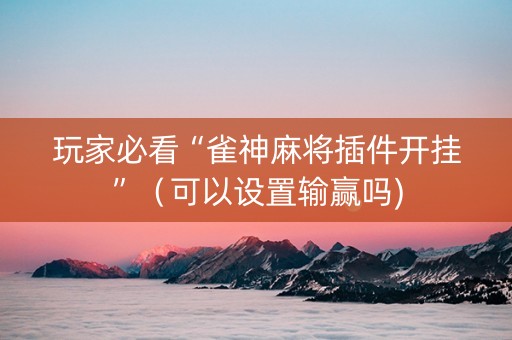玩家必看“雀神麻将插件开挂”（可以设置输赢吗)