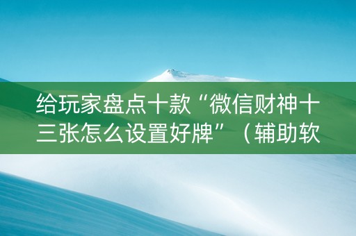 给玩家盘点十款“微信财神十三张怎么设置好牌”（辅助软件)