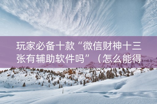 玩家必备十款“微信财神十三张有辅助软件吗”（怎么能得到好牌)