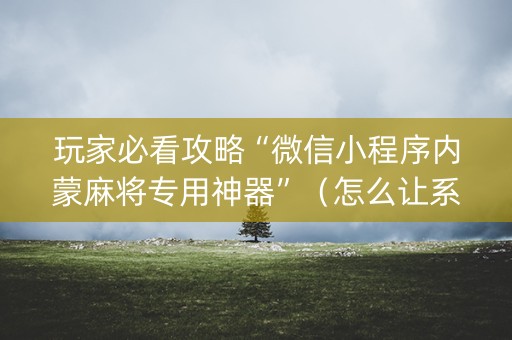 玩家必看攻略“微信小程序内蒙麻将专用神器”（怎么让系统给你发好牌)
