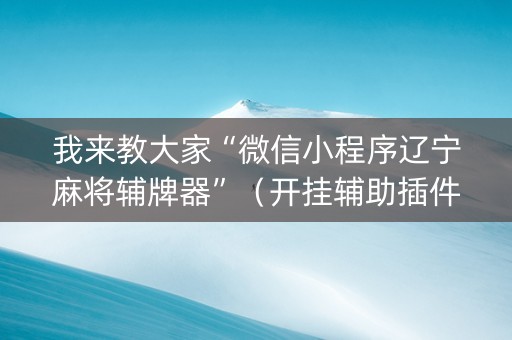 我来教大家“微信小程序辽宁麻将辅牌器”（开挂辅助插件)