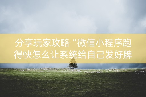 分享玩家攻略“微信小程序跑得快怎么让系统给自己发好牌”（开挂辅助器插件)