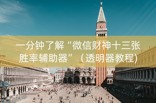 一分钟了解“微信财神十三张胜率辅助器”（透明器教程)