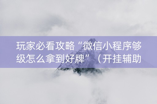 玩家必看攻略“微信小程序够级怎么拿到好牌”（开挂辅助器脚本)