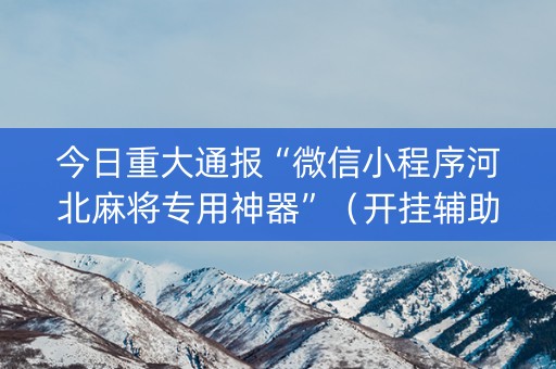 今日重大通报“微信小程序河北麻将专用神器”（开挂辅助器插件)