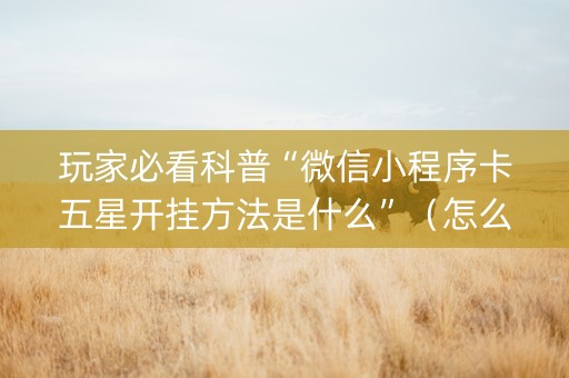 玩家必看科普“微信小程序卡五星开挂方法是什么”（怎么提高胜率)