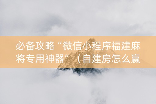 必备攻略“微信小程序福建麻将专用神器”（自建房怎么赢)